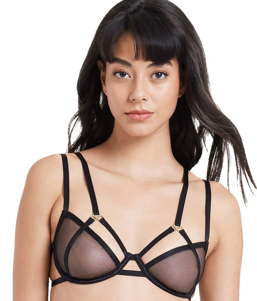 Bras * | Bluebella Cheap Mali Sheer Cage Mesh Bra Black