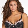 Bras * | Curvy Couture Cheap Tulip Lace Convertible Cage Bra Black / Rose