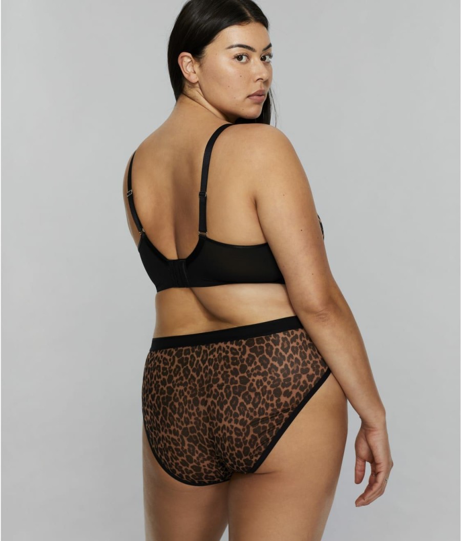 Bras * | Curvy Couture Sale All You Leopard Mesh Bra Dark Leopard