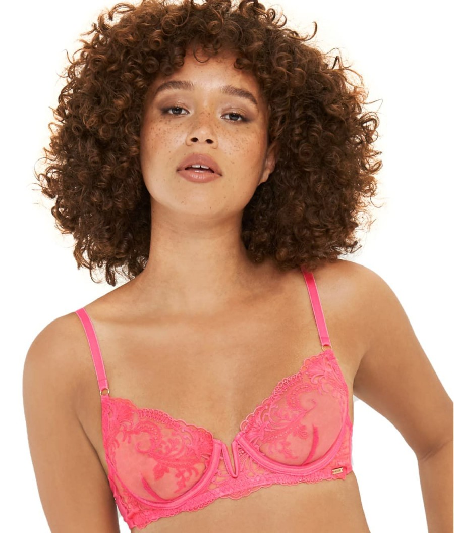 Bras * | Bluebella Cheap Mariselle Lace Demi Bra Fandango Pink